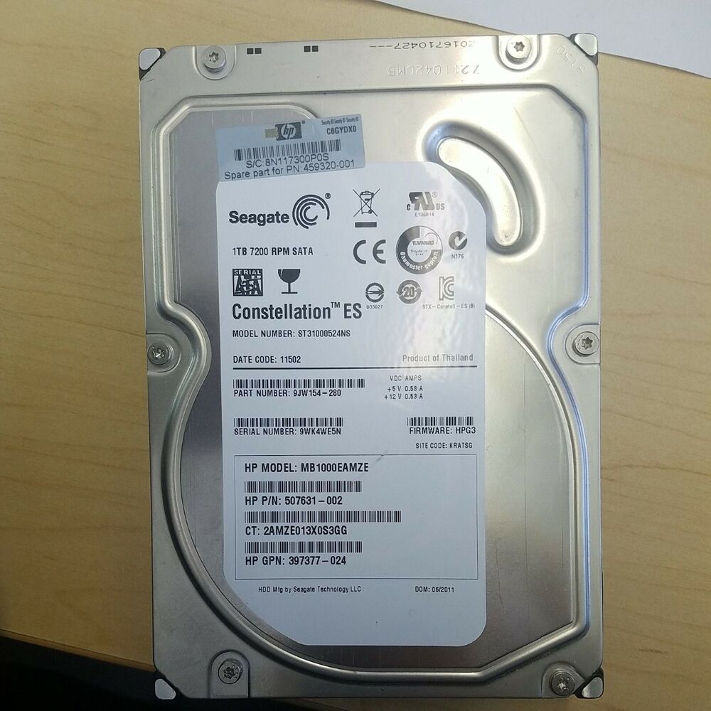 Seagate ST3100524NS  3.5" 7200RPM 1TB Internal Hard Drive HP P/N:507631-002